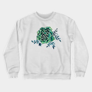 Watercolor houseleek - emerald Crewneck Sweatshirt